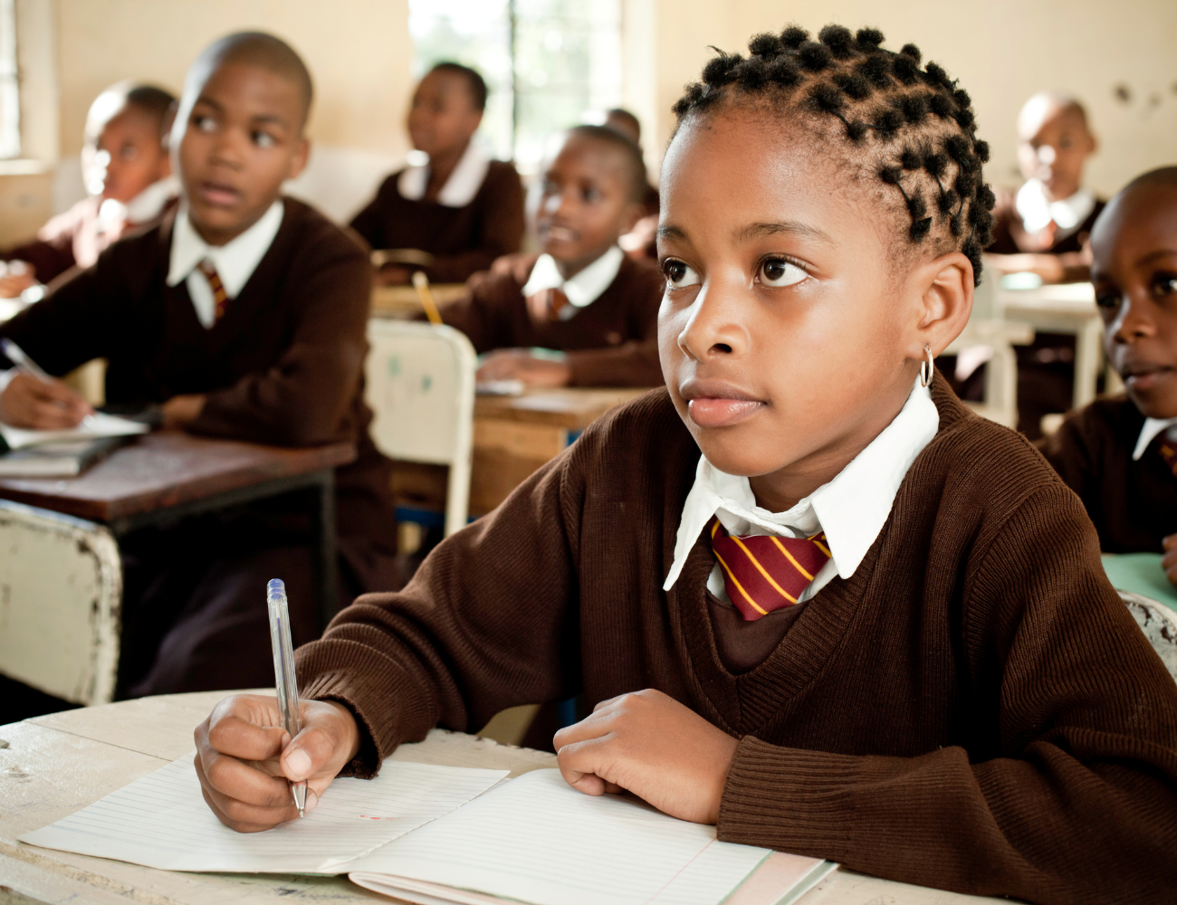 Students learning in a South African classroom